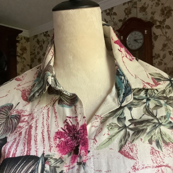 Women Floral Cotton Blend Button Down Maxi Shirt Dress Size L - Picture 3 of 6